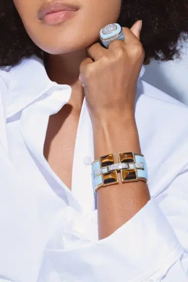 DAVID WEBB Four Stone Bastille Cuff Bracelet | Thumbnail 3 DAVID WEBB Four Stone Bastille Cuff Bracelet | Thumbnail 3