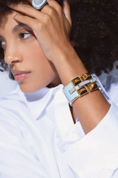 DAVID WEBB Four Stone Bastille Cuff Bracelet | Thumbnail 4 DAVID WEBB Four Stone Bastille Cuff Bracelet | Thumbnail 4