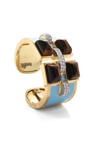 DAVID WEBB Four Stone Bastille Cuff Bracelet | Thumbnail 1 DAVID WEBB Four Stone Bastille Cuff Bracelet | Thumbnail 1