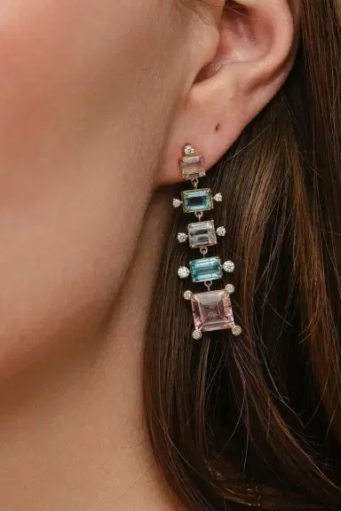 Eden Presley Graduated Tourmaline Diamond Earrings | Thumbnail 2 Eden Presley Graduated Tourmaline Diamond Earrings | Thumbnail 2