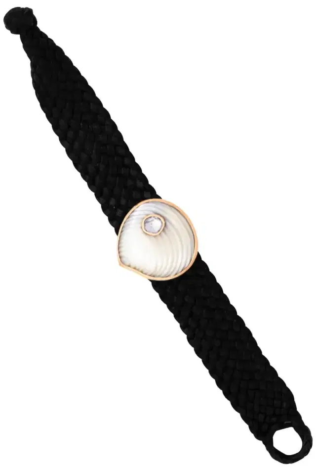 DEZSO BY SARA BELTRAN Grande Diamond Pearl Shell Leather Bracelet