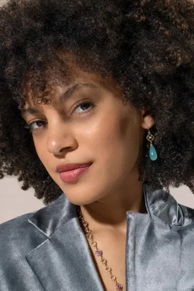 EDINA KISS Green Chalcedony Diamond Drop Earrings | Thumbnail 3