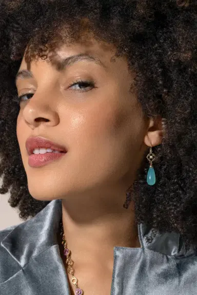 EDINA KISS Green Chalcedony Diamond Drop Earrings | Thumbnail 4