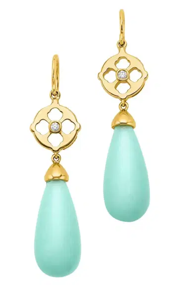 EDINA KISS Green Chalcedony Diamond Drop Earrings | Thumbnail 1