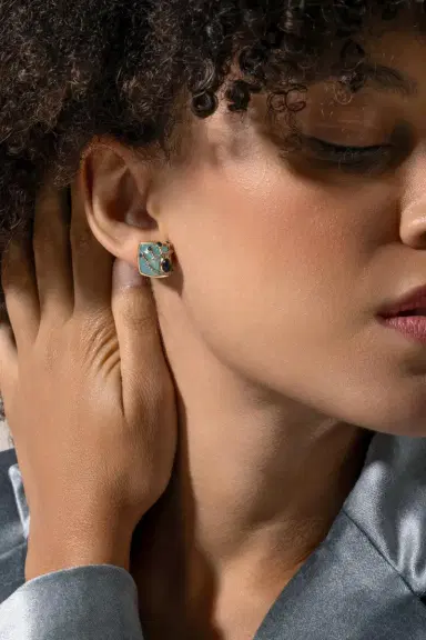 EDINA KISS Iolite Sapphire Side Eye Button Earrings | Thumbnail 3 EDINA KISS Iolite Sapphire Side Eye Button Earrings | Thumbnail 3