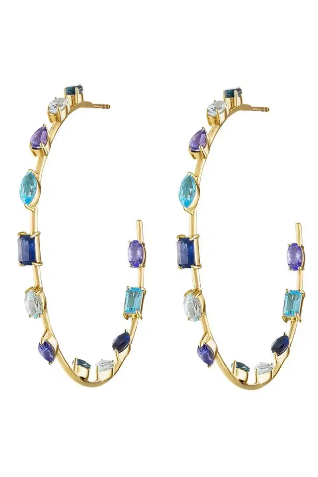 Eden Presley Large Blue Goddess Hoops