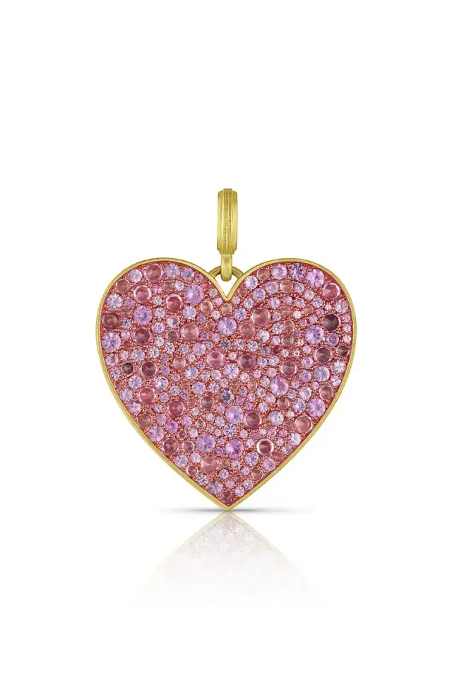 LEIGH MAXWELL Large Pink Sapphire Heart Pendant