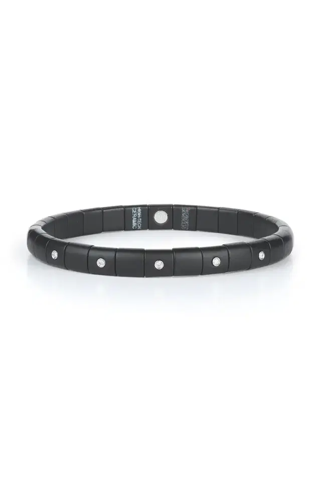 Matte Black Ceramic Five Diamond Bezel Pura Bracelet