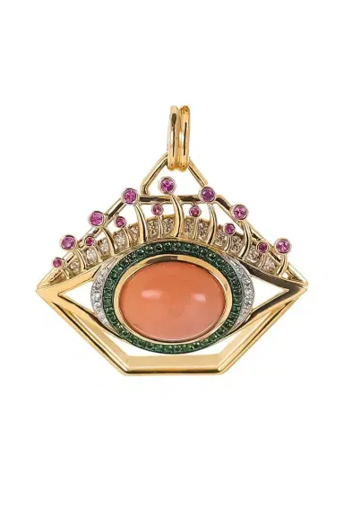 EDINA KISS Moonstone Sapphire Diamond Eye Pendant | Thumbnail 1 EDINA KISS Moonstone Sapphire Diamond Eye Pendant | Thumbnail 1