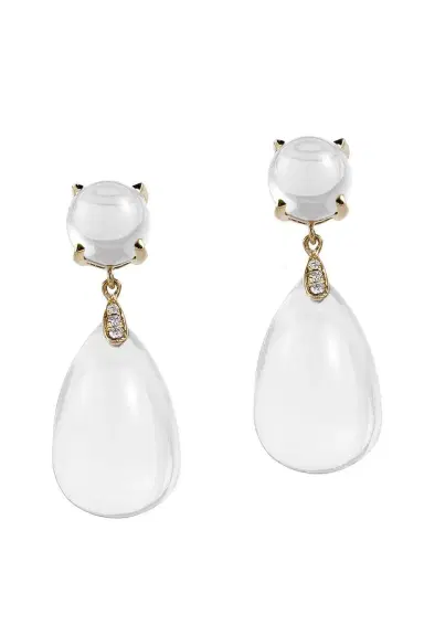 GOSHWARA Naughty Moon Quartz Diamond HoopEarrings | Thumbnail 1