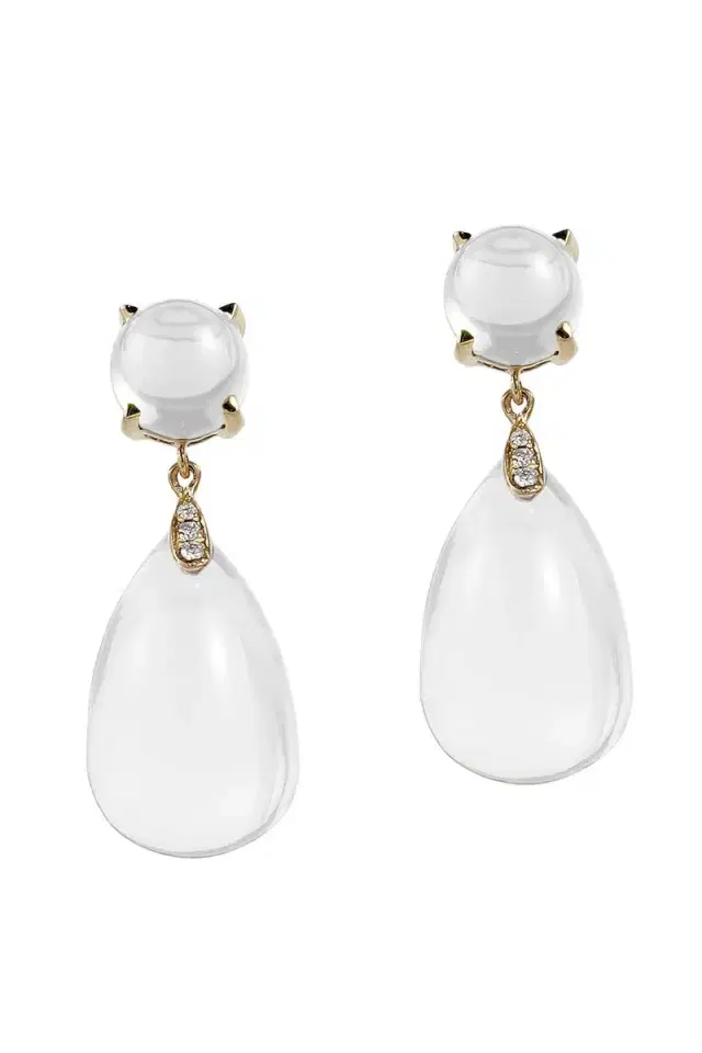 GOSHWARA Naughty Moon Quartz Diamond HoopEarrings