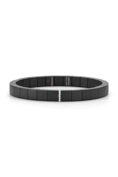 ROBERTO DEMEGLIO One Diamond Square Matte Black Scacco Stretch Bracelet | Thumbnail 1