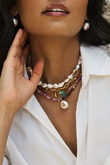 Lizzie Fortunato Pearl Pablo Earrings - Pink Amethyst | Thumbnail 2