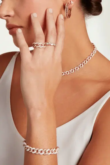SHAY JEWELRY Pink Sapphire Pave Essential Link Ring | Thumbnail 2