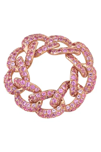 SHAY JEWELRY Pink Sapphire Pave Essential Link Ring | Thumbnail 1