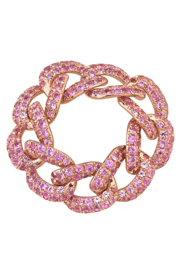 SHAY JEWELRY Pink Sapphire Pave Essential Link Ring
