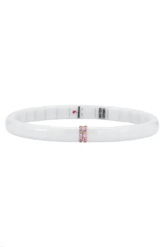 ROBERTO DEMEGLIO Pink Sapphire Two Bar White Stretch Bracelet