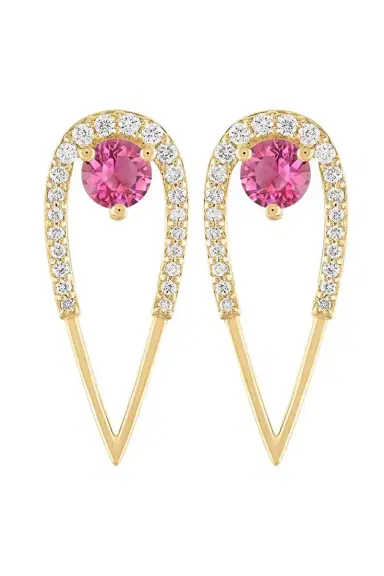 Eden Presley Pink Tourmaline Diamond Large Peacock Stud Earrings | Thumbnail 1
