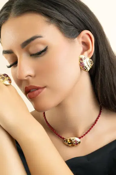 CAROL KAUFFMANN Rubellite Citrine Rocks Earrings | Thumbnail 2 CAROL KAUFFMANN Rubellite Citrine Rocks Earrings | Thumbnail 2