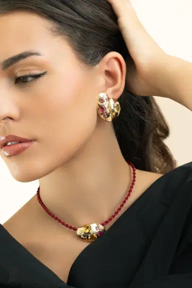 CAROL KAUFFMANN Rubellite Citrine Rocks Earrings | Thumbnail 4 CAROL KAUFFMANN Rubellite Citrine Rocks Earrings | Thumbnail 4