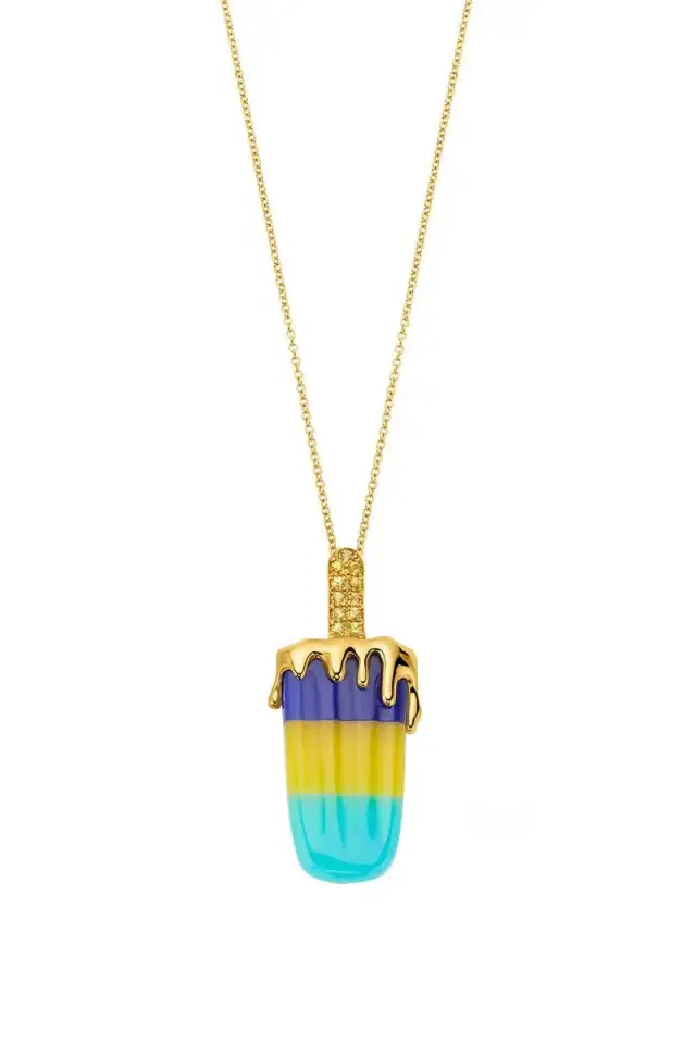 EDINA KISS Sapphire Agate Large Popsicle Necklace