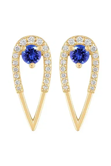 Eden Presley Sapphire Diamond Medium Peacock Stud Earrings | Thumbnail 1 Eden Presley Sapphire Diamond Medium Peacock Stud Earrings | Thumbnail 1