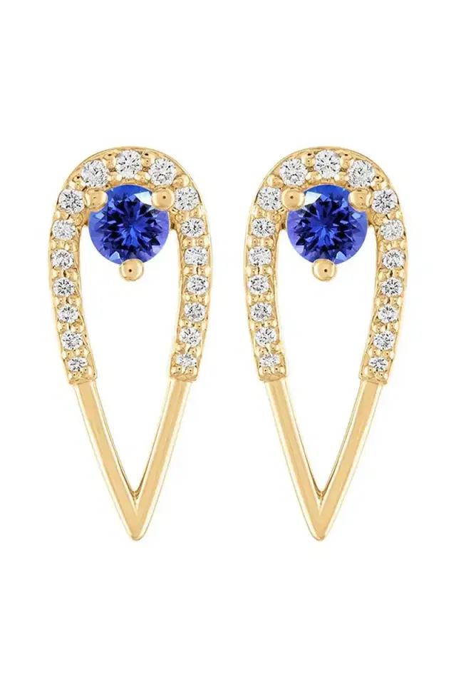 Eden Presley Sapphire Diamond Medium Peacock Stud Earrings