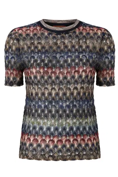 Missoni Short Sleeve Crew Neck Top - Multicolor Dark | Thumbnail 1