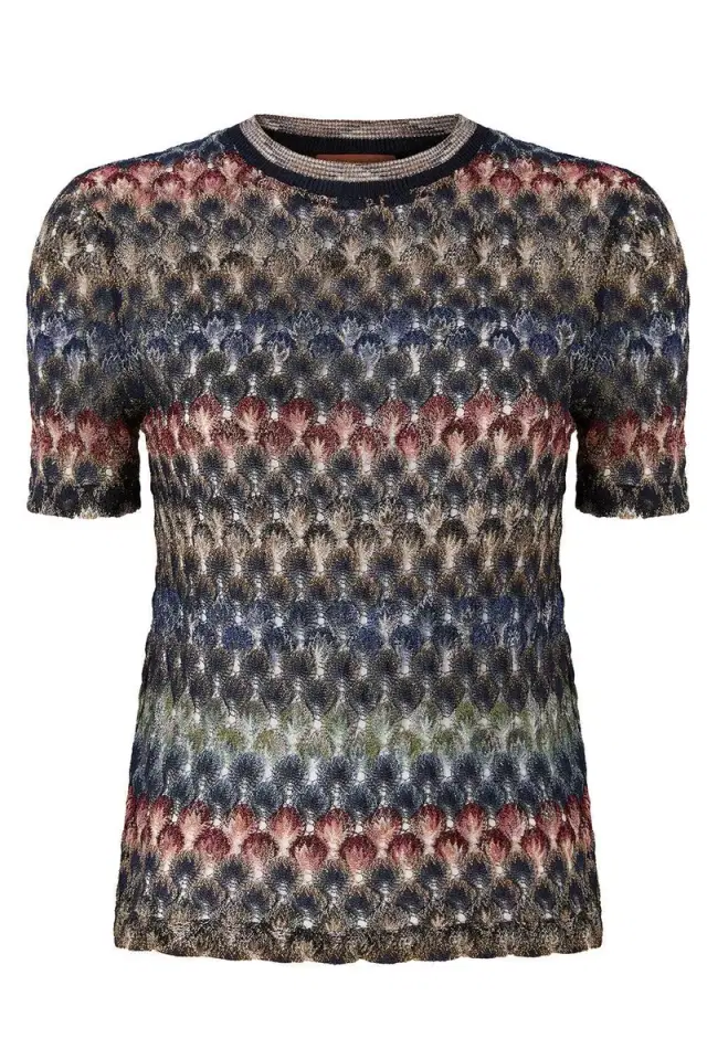 Missoni Short Sleeve Crew Neck Top - Multicolor Dark