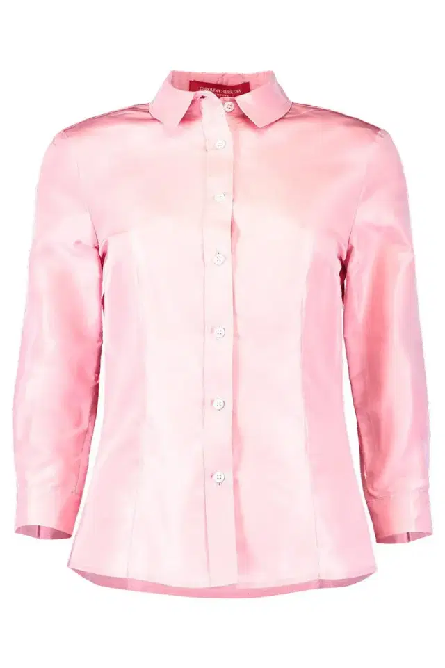 Carolina Herrera Silk Taffeta Collared Shirt