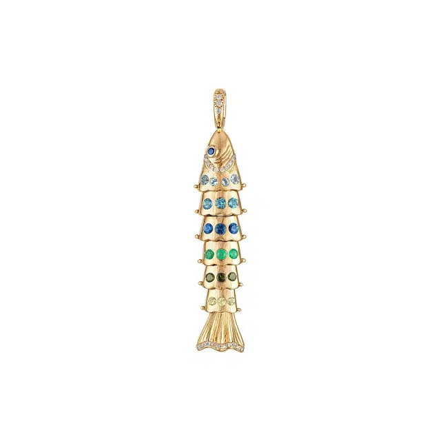 Eden Presley Small Green Blue Swedish Fish Pendant