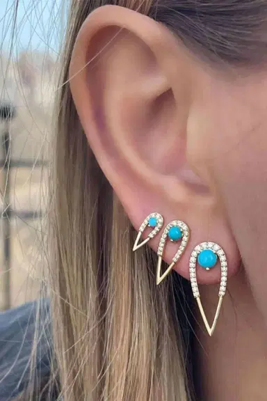 Eden Presley Turquoise Diamond Mini Peacock Stud Earrings | Thumbnail 2 Eden Presley Turquoise Diamond Mini Peacock Stud Earrings | Thumbnail 2