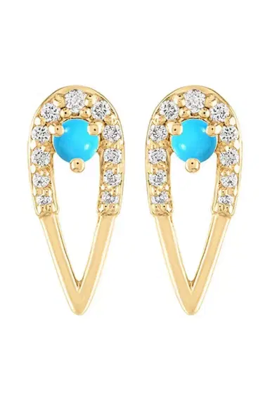 Eden Presley Turquoise Diamond Mini Peacock Stud Earrings | Thumbnail 1 Eden Presley Turquoise Diamond Mini Peacock Stud Earrings | Thumbnail 1