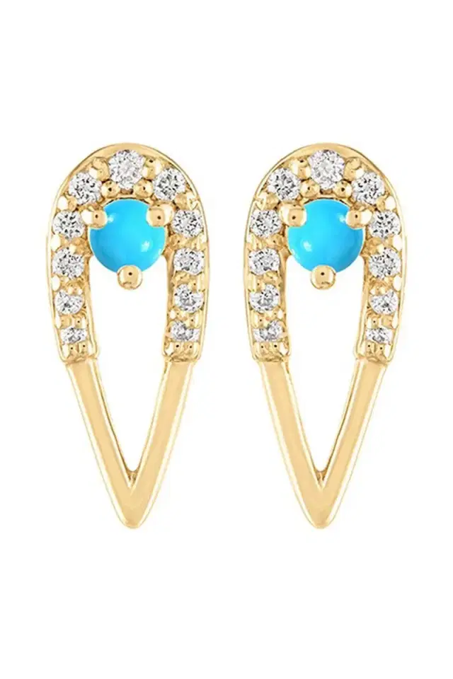 Eden Presley Turquoise Diamond Mini Peacock Stud Earrings