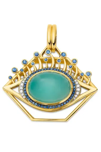 EDINA KISS Turquoise Sapphire Diamond Eye Pendant | Thumbnail 1 EDINA KISS Turquoise Sapphire Diamond Eye Pendant | Thumbnail 1