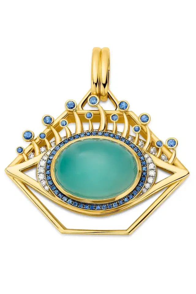 EDINA KISS Turquoise Sapphire Diamond Eye Pendant