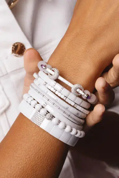 ROBERTO DEMEGLIO White Ceramic Eternity Pura Stretch Bracelet | Thumbnail 2