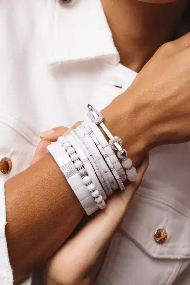 ROBERTO DEMEGLIO White Ceramic Eternity Pura Stretch Bracelet | Thumbnail 3