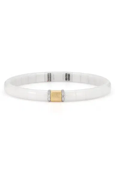 ROBERTO DEMEGLIO White Ceramic Gold Bar Pura Bracelet | Thumbnail 1