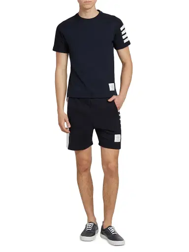 Thom Browne Men's Cotton 4-Bar Stripe T-Shirt | Thumbnail 2 Thom Browne Men's Cotton 4-Bar Stripe T-Shirt | Thumbnail 2
