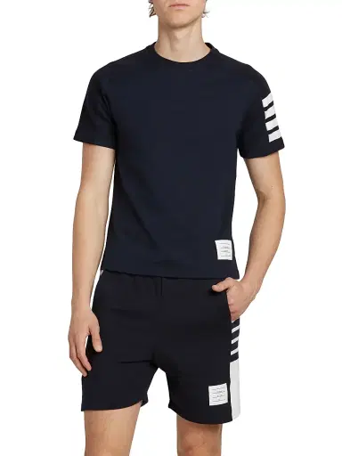 Thom Browne Men's Cotton 4-Bar Stripe T-Shirt | Thumbnail 3 Thom Browne Men's Cotton 4-Bar Stripe T-Shirt | Thumbnail 3