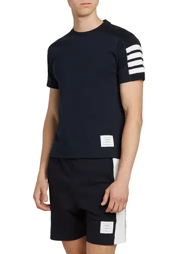 Thom Browne Men's Cotton 4-Bar Stripe T-Shirt | Thumbnail 4 Thom Browne Men's Cotton 4-Bar Stripe T-Shirt | Thumbnail 4