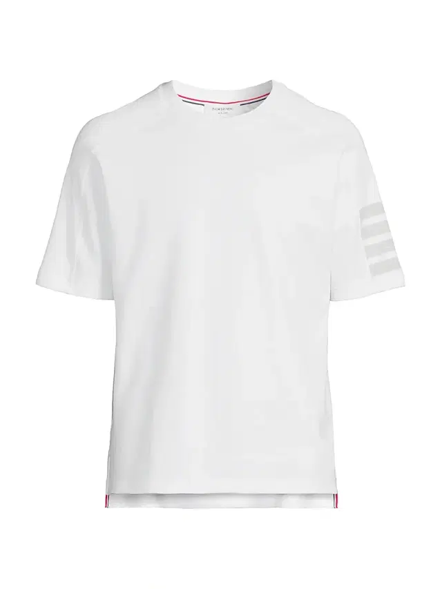 Thom Browne Men's Cotton 4-Bar Stripe T-Shirt - White
