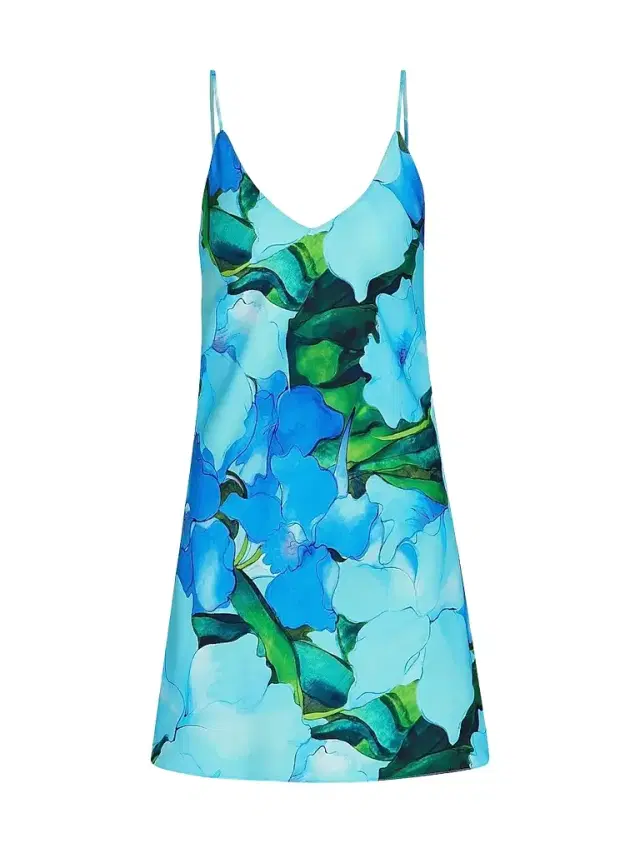 Natori Women's Isla Floral Charmeuse Chemise - Blue
