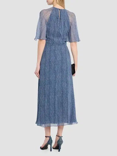 Teri Jon by Rickie Freeman Women's Sequined Floral Silk Chiffon Midi Dress | Thumbnail 3