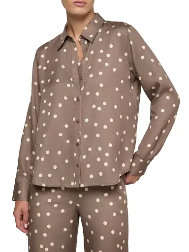 L'AGENCE Women's Ellery Polka Dot Blouse - Cardamom Ecru Polka Dot | Thumbnail 3