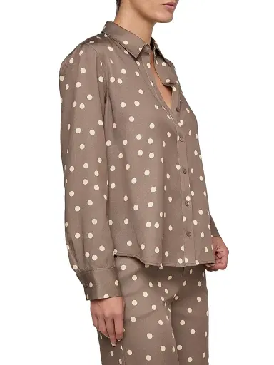 L'AGENCE Women's Ellery Polka Dot Blouse - Cardamom Ecru Polka Dot | Thumbnail 4