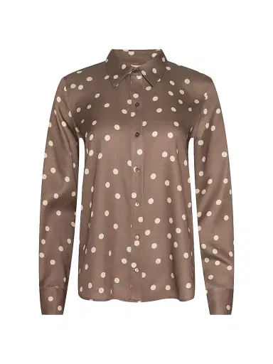 L'AGENCE Women's Ellery Polka Dot Blouse - Cardamom Ecru Polka Dot | Thumbnail 1