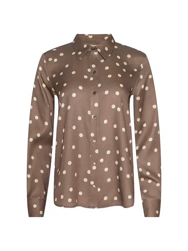 L'AGENCE Women's Ellery Polka Dot Blouse - Cardamom Ecru Polka Dot