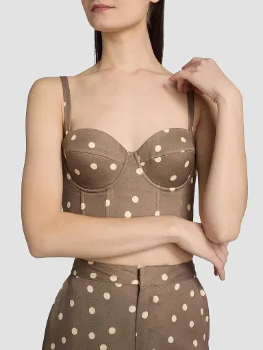 L'Agence Women's Sonya Polka Dot Bralette - Cardamom Ecru Polka Dot - Size Large | Thumbnail 6 L'Agence Women's Sonya Polka Dot Bralette - Cardamom Ecru Polka Dot - Size Large | Thumbnail 6